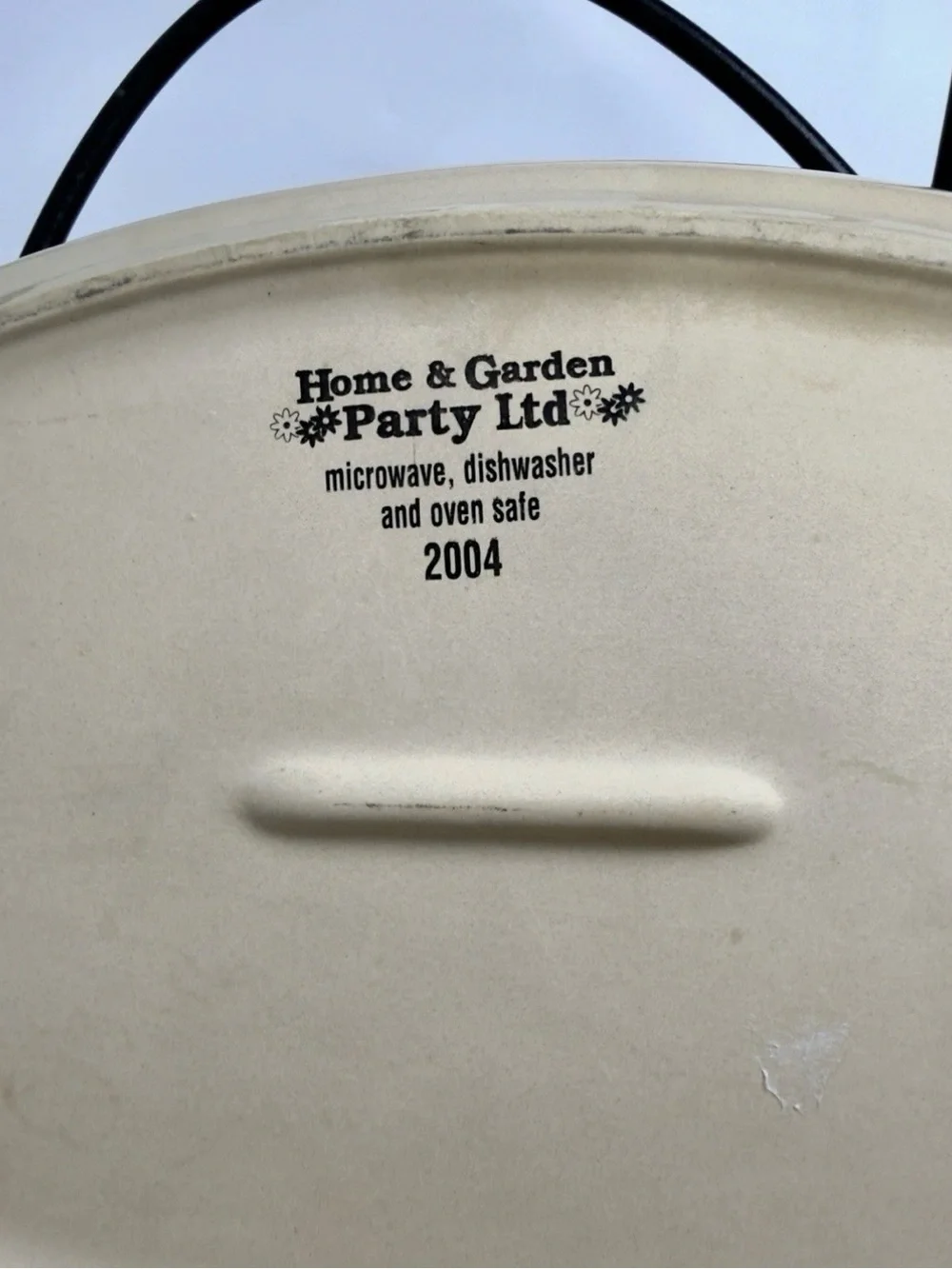 VTG Home & Garden Party Stoneware Oval Baker Casserole Dish & Wrought Iron Stand
